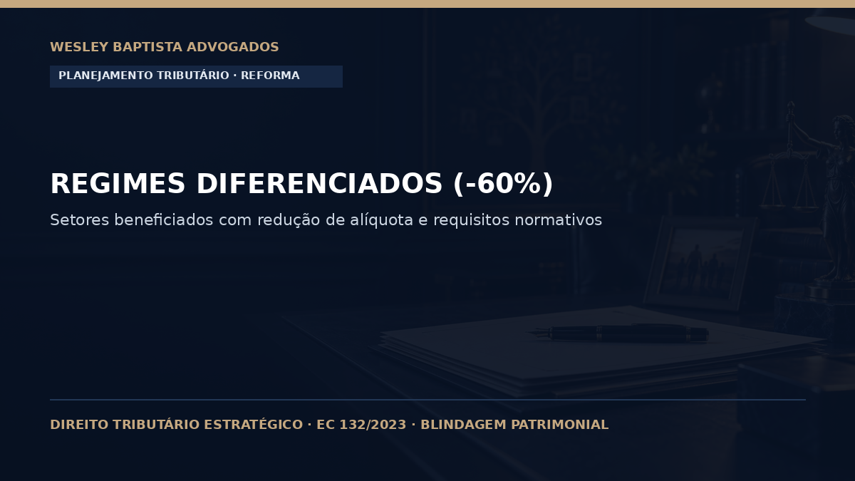 Regimes Específicos e Diferenciados na Reforma Tributária: Quem Tem Direito à Redução de 60%